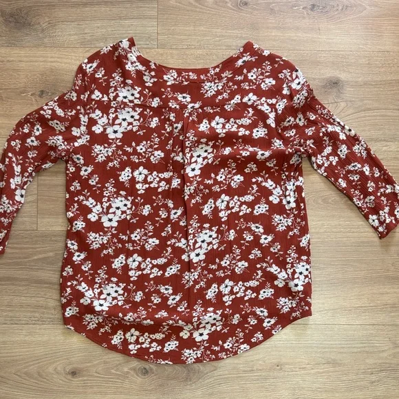 Fun 2 Fun Floral Blouse - Rust and White - Picture 3 of 3
